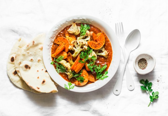roasted cauliflower and sweet potatoes